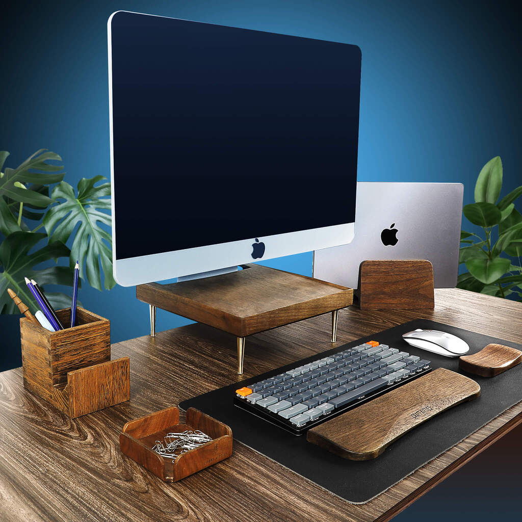 Adjustable Black Walnut monitor stand/shelf/riser, iMac stand