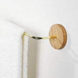 Bathroom Wood Brass Towel Rack Holder - Wall Mounted Set