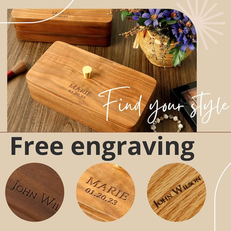 Walnut Wood Jewelry Box — Hand-Polished Storage