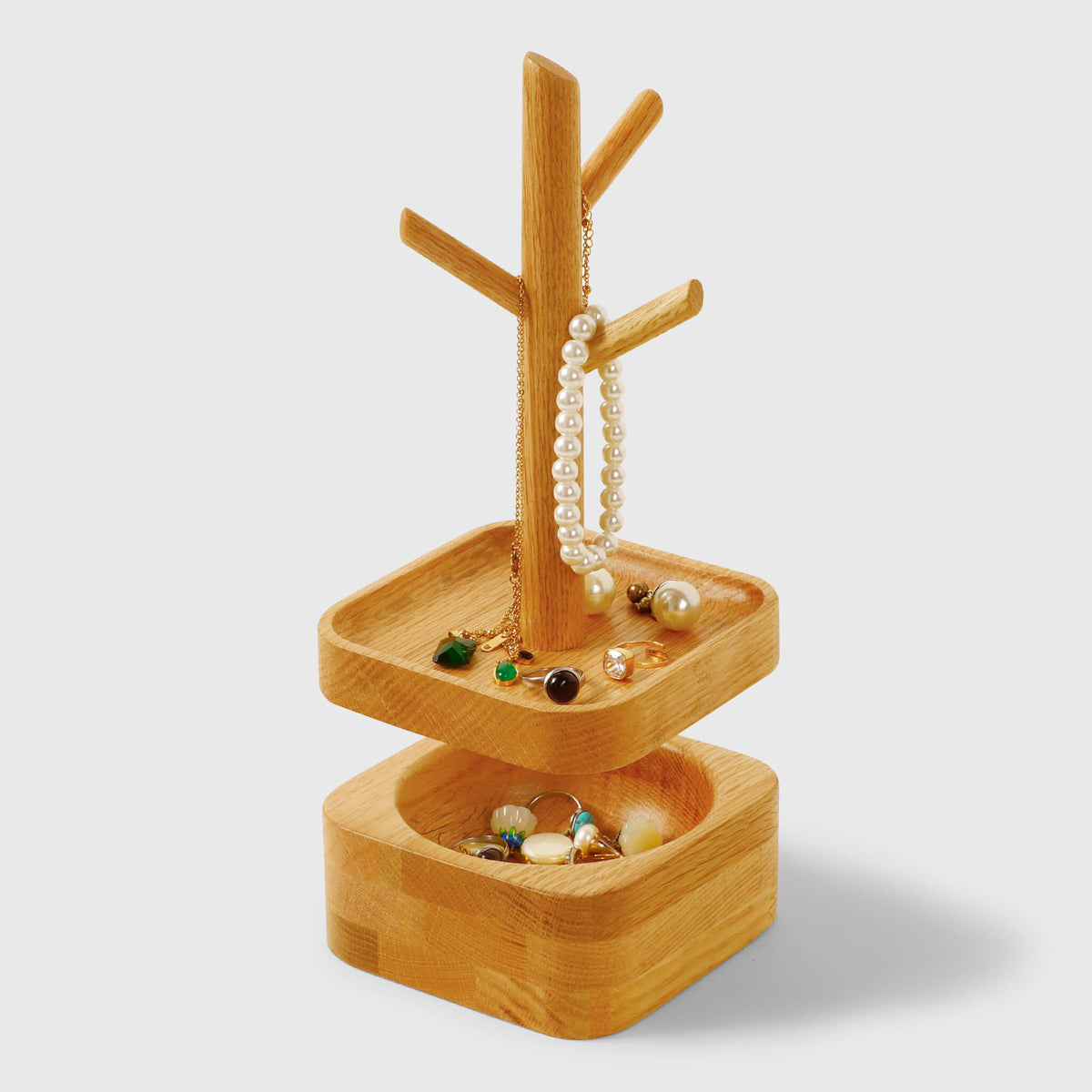 Wooden Double Layer Jewelry Tray