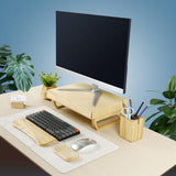 Birch Wood Monitor Stand with Drawer — Handmade Desk Riser