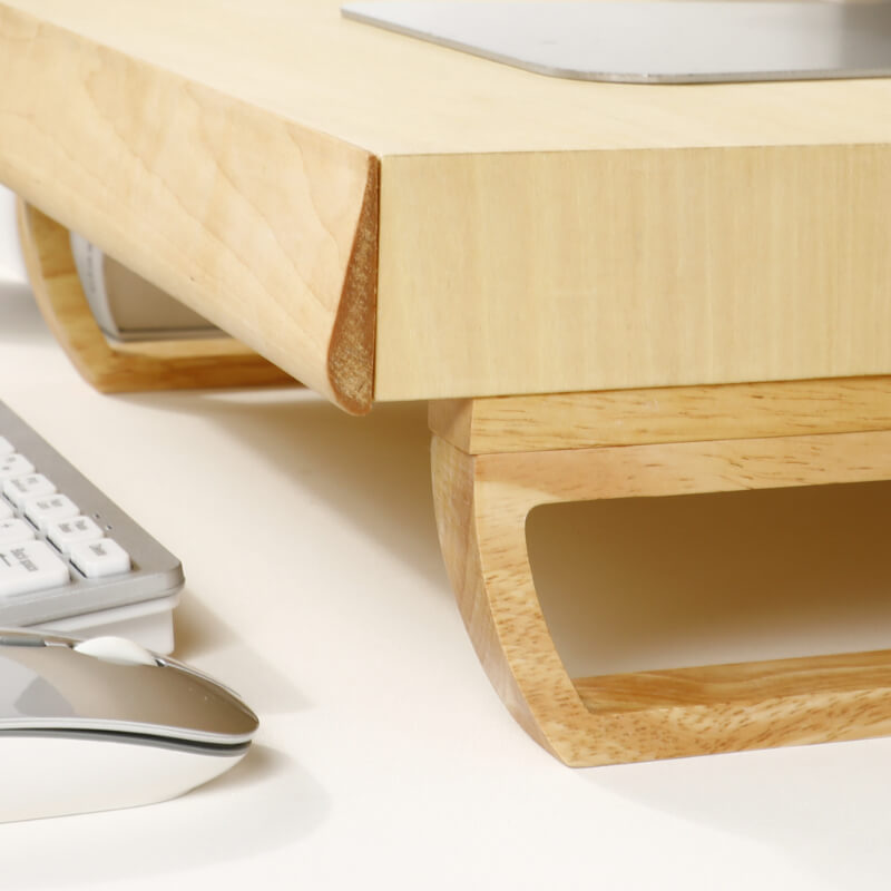 Birch Wood Monitor Stand with Drawer — Handmade Desk Riser