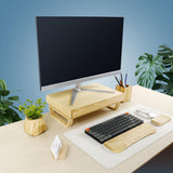 Birch Wood Monitor Stand with Drawer — Handmade Desk Riser