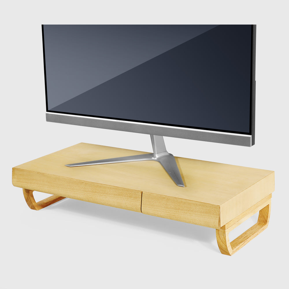 Wooden Monitor Stand With Two Drawers