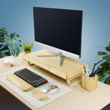 Wooden Monitor Stand With Two Drawers