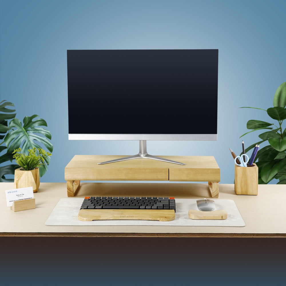 Wooden Monitor Stand With Two Drawers