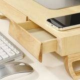 Solid Wood Monitor Stand with Two Drawers