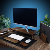 Red Oak Wood Monitor Stand with USB Hub