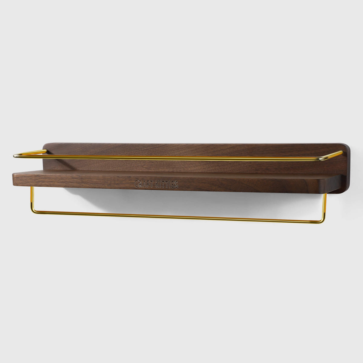 Wood Bathroom Wall Shelf with Towel Bar