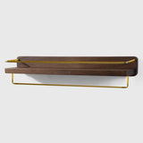 Wood Bathroom Wall Shelf with Towel Bar