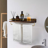 Wood Bathroom Wall Shelf with Towel Bar