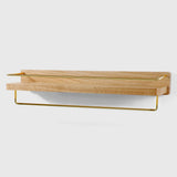Wood Bathroom Wall Shelf with Towel Bar