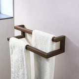 Bathroom Wall Mounted Wooden Towel Bar Holder | Double Layer