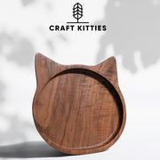 Wooden Walnut Cat Shape Plate | Handmade Serving Plate | Perfect Gift For Pet Lover