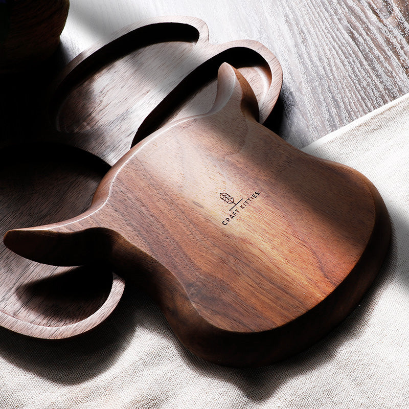 Wooden Walnut Cattle Shape Plate | Handmade Serving Plate | Perfect Gift for Pet Lover
