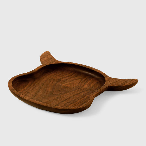 Wooden-Walnut-Cattle-Shape-Plate-Handmade-Serving-Plate