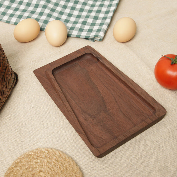 Wooden-Walnut-Squared-Tray-Household-Use-Dinner-Platter