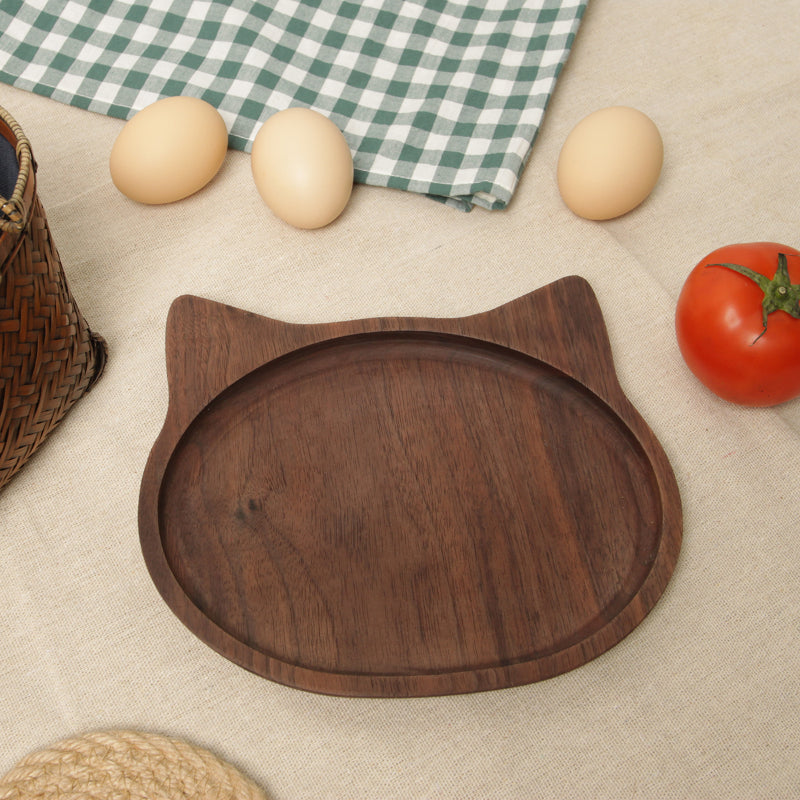 Wooden Walnut Cat Shape Plate | Handmade Serving Plate | Perfect Gift For Pet Lover