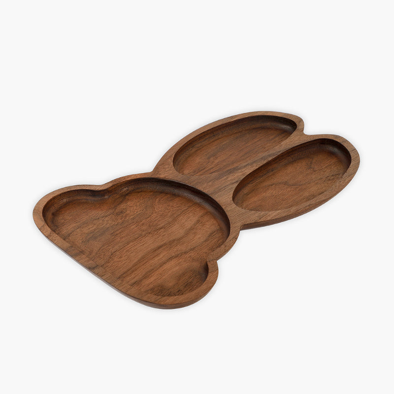 Walnut Fish Shaped Serving Plate — Solid Wood Snack Tray